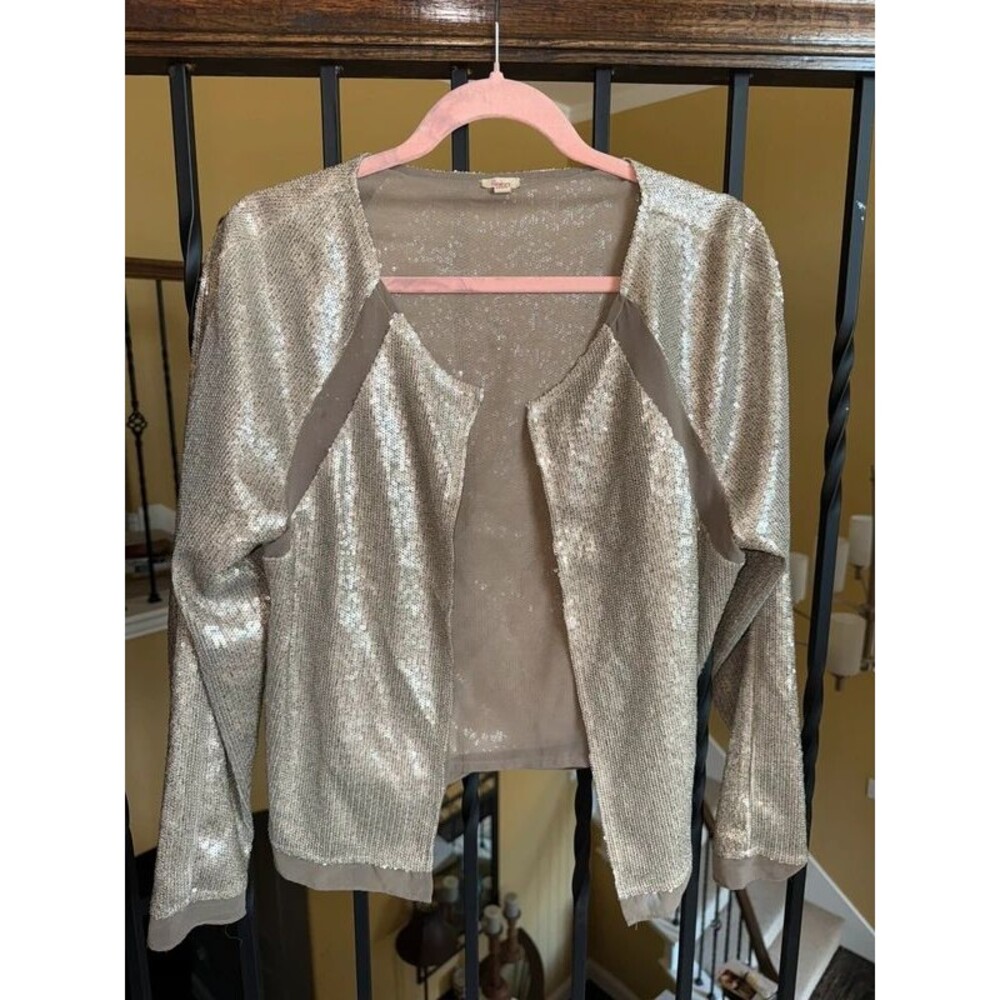 Reba Gold Sequin Open-Front Jacket